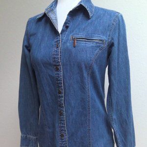 Tommy Hilfiger Denim Shirt Top Chambray Button Up Women's 4